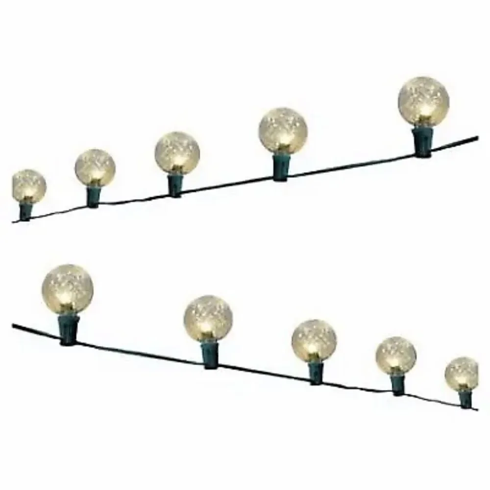 2 Lines Faceted Oversized LED C-BulbLight String, Cool White, Green Wire, 40Ct.